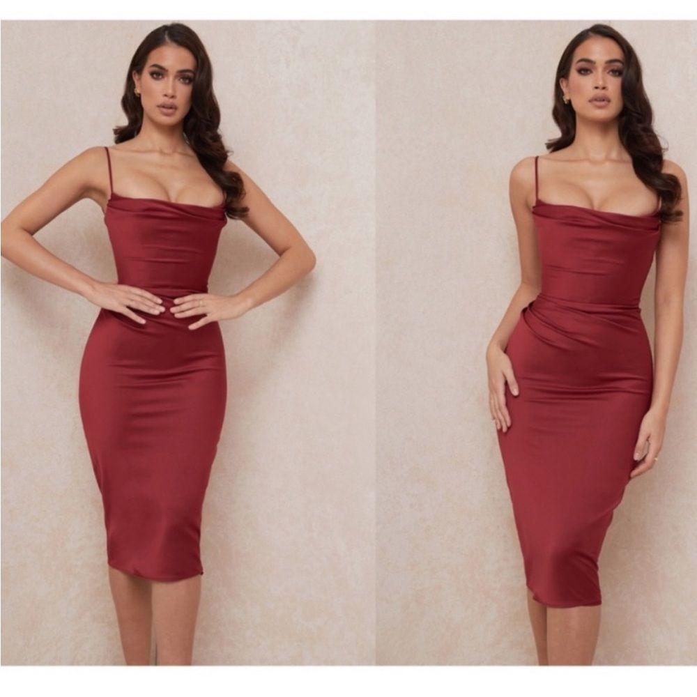 House of CB Anja Dress in Wine Burgundy Size Medium